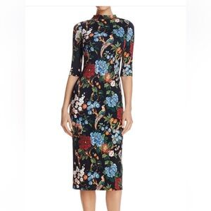 Alice & Olivia floral fitted mock neck dress